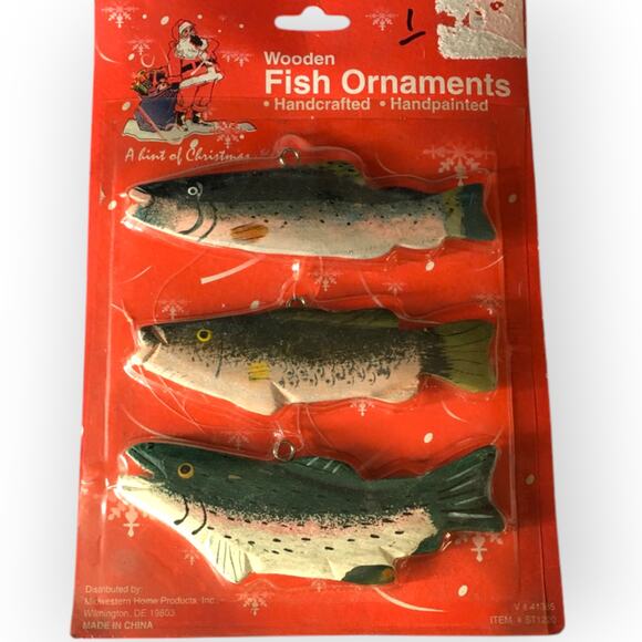 Midwestern Home Products, Inc. Other - Vintage Americana wooden fish ornaments, Christmas ornaments, 3-pack